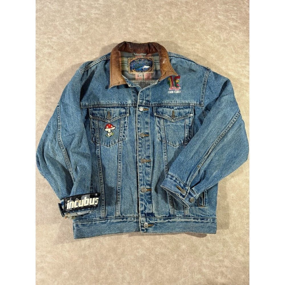 Upstream Dunbrooke Kelloggs Corn Flakes Mens Denim Jacket Button‎ Up Blue Large